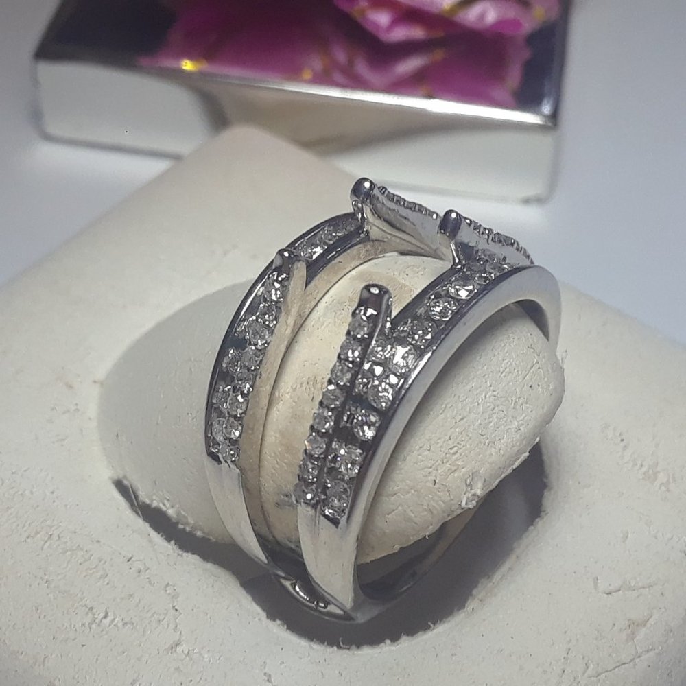 .50cttw Natural Diamond Channel & raised 14Kt W/Gold Engagement Ring Guard#16774